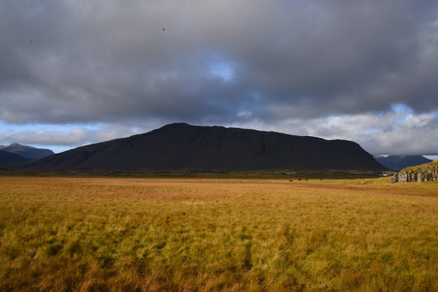 fjell på island av svart lavasand
